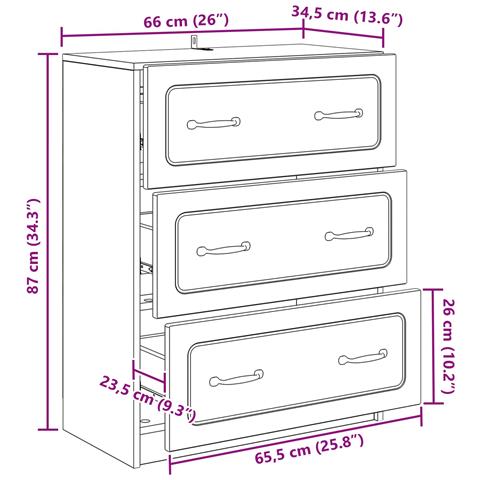 Mobile con Cassetti Legno antico 66 x 34,5 x 87 cm - Foto 9