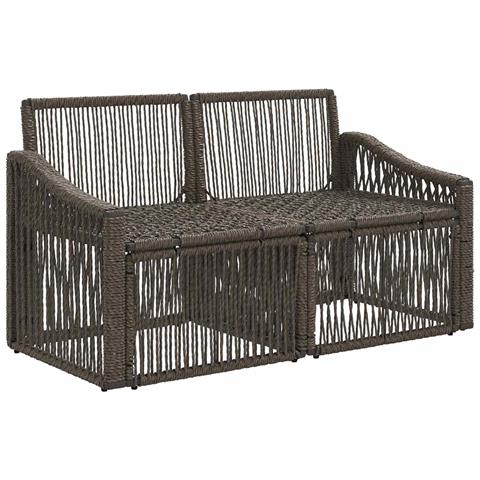 Divano da giardino 2-Numero di posti Grigio polyrattan - Foto 2