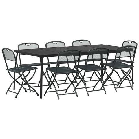 Set di Mobili da Esterno 9 pcs Antracite Ferro e Acciaio - Foto 1