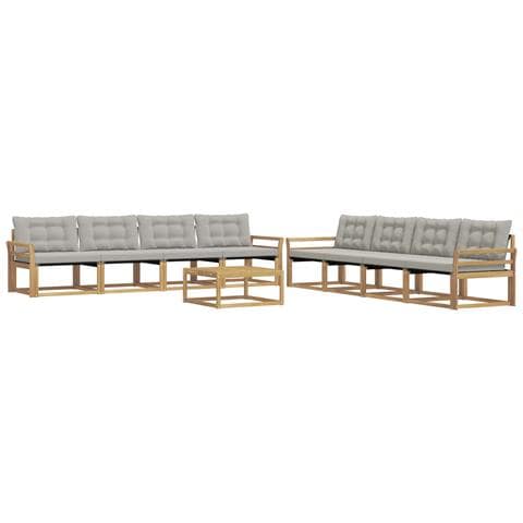 Set di divani da esterno 9 pcs Bianco e Grigio Chiaro - Foto 1