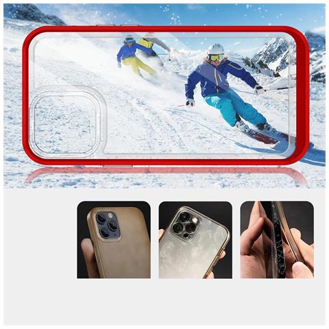 Trasparente Custodia 3 In 1 Per Iphone 13 Pro Max Con Cornice, Rosso Gelato - Foto 5