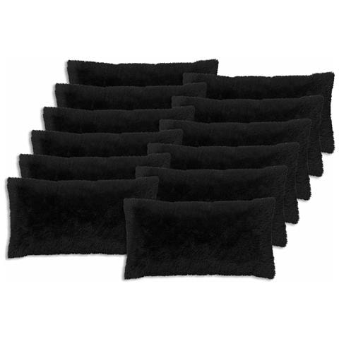 Cuscino con cuscino HEERLEN 2 pz Nero Fleece PV - Foto 1