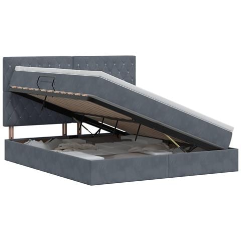 Letto con contenitore e materasso Grigio Scuro 140 x 200 cm - Foto 1