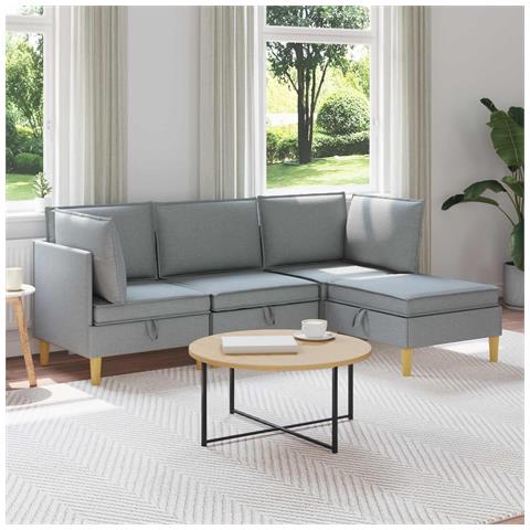 Set di divani modulari con spazio di archiviazione 4 pz Tessuto - Foto 2