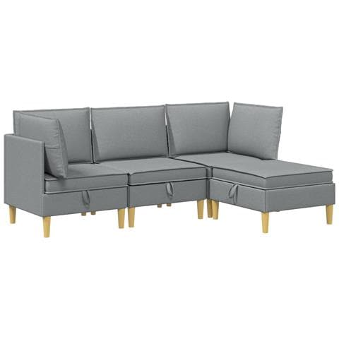 Set di divani modulari con spazio di archiviazione 4 pz Tessuto - Foto 1