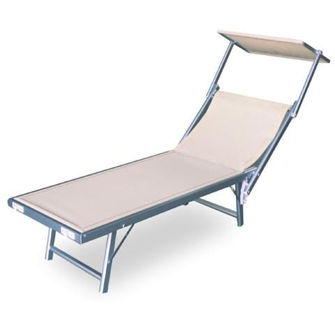 Lettino prendisole da spiaggia e da giardino esterno avorio - Foto 1