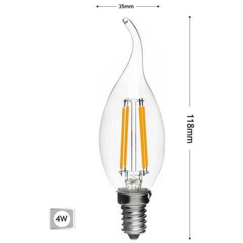 Lampadina Led Soffio Di Vento 4w Filamento In Vetro Trasparente E14 4 W C35a-tc - Foto 2