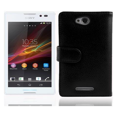 Cadorabo Custodia Compatibile Con Sony Xperia C In Nero Ossido - Coperchio Protettivo In Ecopelle Testurizzata E Tasca Per Carte Di Credito - Foto 2