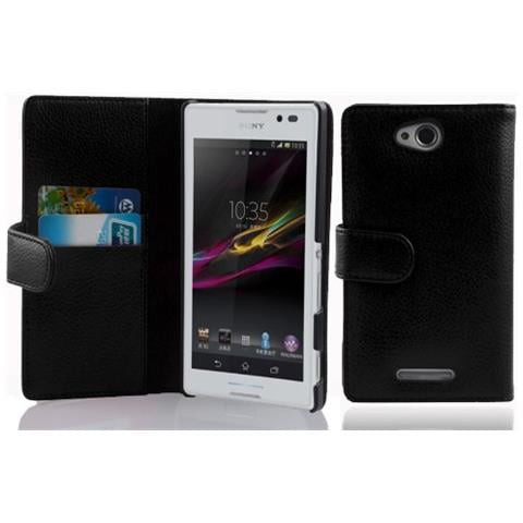 Cadorabo Custodia Compatibile Con Sony Xperia C In Nero Ossido - Coperchio Protettivo In Ecopelle Testurizzata E Tasca Per Carte Di Credito - Foto 4