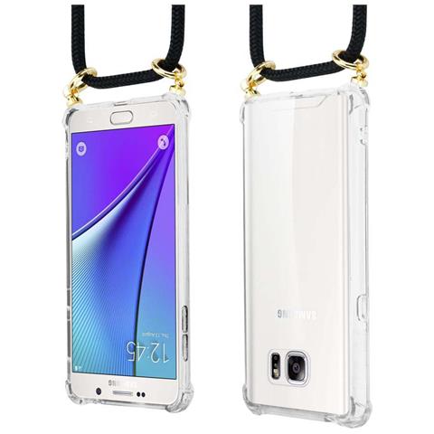 Catena Di Telefoni Cellulari Compatibile Con Samsung Galaxy Note 5 In Nero - Coperchio Protettivo In Silicone Con Anelli D'oro, Cinturino In Corda E Custodia Staccabile - Foto 10