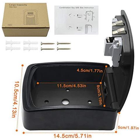 Key Box Lock Btneeu Extra Large Combinazione Chiave Di Sicurezza Outdoor Key Cassaforte A Muro Mounted Portatile Chiave Storage Box Con 4 Combinazione Della Cifra Forte Blocco Per Interni Esterni Home Office Garage Palestra Della Scuola - Foto 2