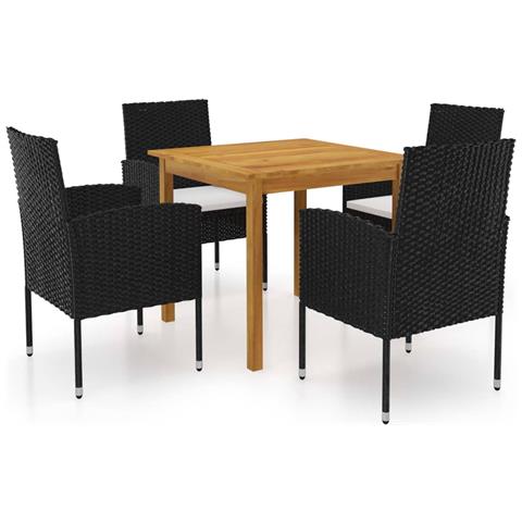 Set Mobili da Pranzo per Giardino 5 pz Nero - Foto 1