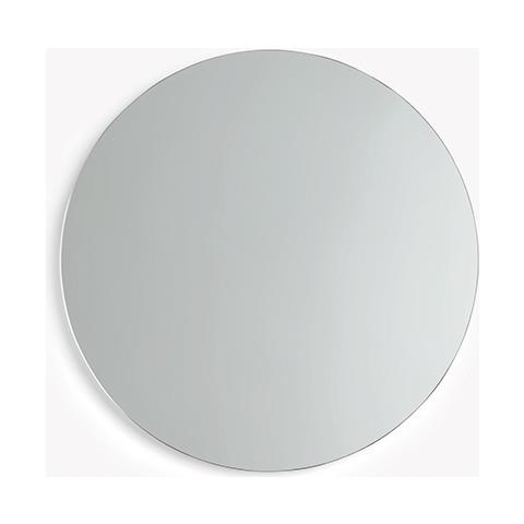 Specchio Rotondo Da Parete Retroilluminato Led, Specchiera Tonda Led Con Telaio In Alluminio Realizzata Interamente In Italia, Specchio Elegante Senza Cornice, Ø60cm - Foto 2