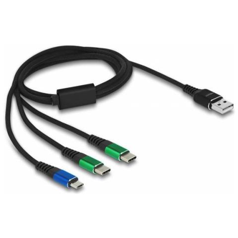 87882 Cavo Usb 1 M Usb 2.0 Micro-usb B 2 X Usb C Nero, Blu, Verde - Foto 1