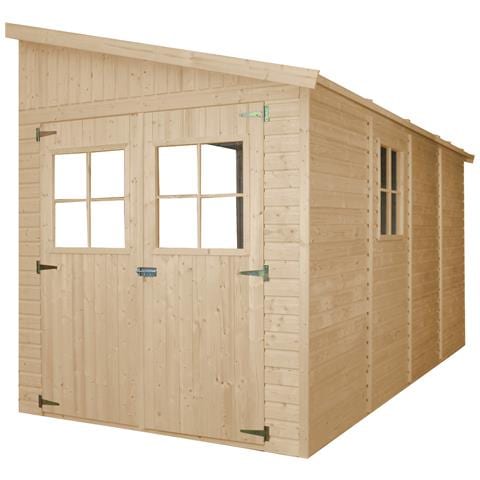 Casa Da Giardino In Legno Naturale (senza Parete Laterale) 416x211 Cm / 8 M²- Magazzino Esterno Con Finestre - Capanno Da Giardino - Timbela M340 - Foto 1