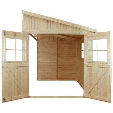 Casa Da Giardino In Legno Naturale (senza Parete Laterale) 416x211 Cm / 8 M²- Magazzino Esterno Con Finestre - Capanno Da Giardino - Timbela M340 - Foto 2