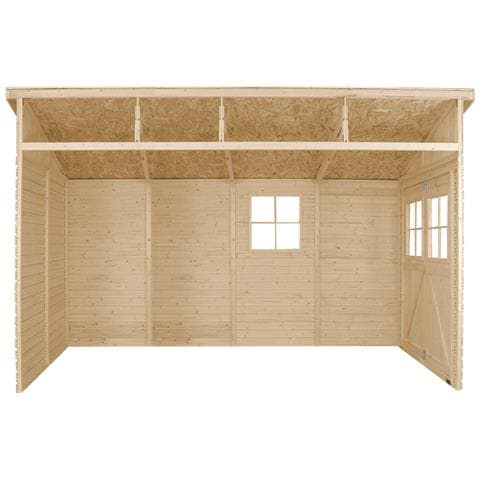 Casa Da Giardino In Legno Naturale (senza Parete Laterale) 416x211 Cm / 8 M²- Magazzino Esterno Con Finestre - Capanno Da Giardino - Timbela M340 - Foto 6