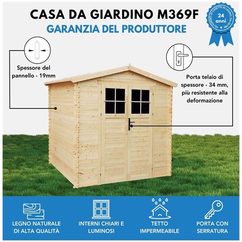 Casetta Da Giardino In Legno Per Esterni Con Pavimento Trattato Con Serratura Di Alta Qualità - L236xl226xa218 Cm / 4.33 M2 - Timbela M369f+m369g - Foto 2