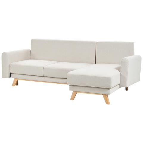Divano Letto Siro Tessuto Beige Chiaro Con Contenitore 3 Posti Lato Sinistro - Foto 2