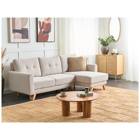 Divano Letto Siro Tessuto Beige Chiaro Con Contenitore 3 Posti Lato Sinistro - Foto 1