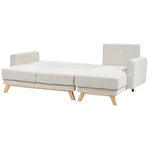 Divano Letto Siro Tessuto Beige Chiaro Con Contenitore 3 Posti Lato Sinistro - Foto 6