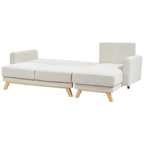 Divano Letto 3 Posti Siro Tessuto Beige Chiaro Con Contenitore Lato Sinistro - Foto 11