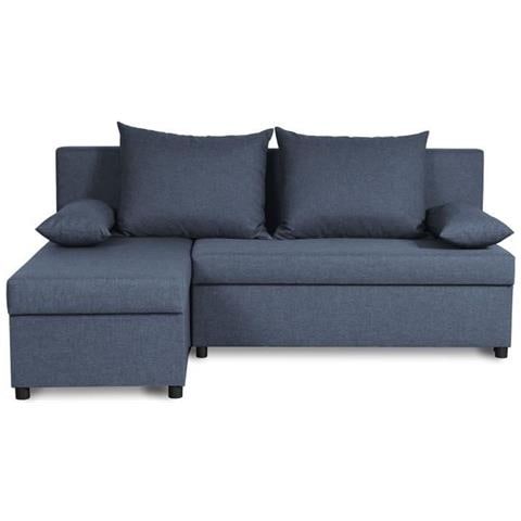 Divano Angolare Reversibile - Tessuto Blu - 192 X 143 X 79 Cm - Foto 1