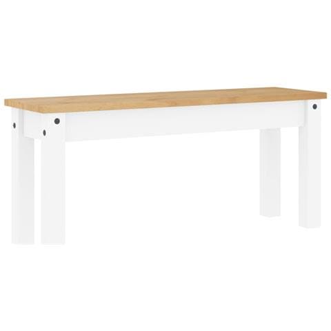 Panca Da Pranzo Panama Bianca 105x30x45 Cm Legno Massello Pino - Foto 2