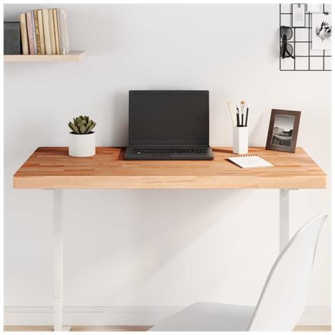Piano Tavolo 100x60x4cm Rettangolare Legno Massello Di Faggio - Foto 1