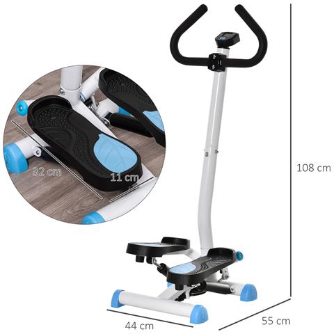 Stepper Con Manubrio, Monitor Lcd E Pedali Antiscivolo, 55x44x108acm, Bianco E Blu - Foto 6