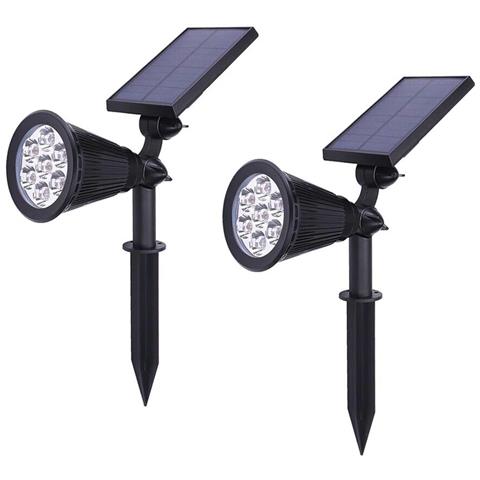 Coppia Faro Con Pannello Solare Ricaricabile 7 Watt Faretto Luce Bianca Giardino - Foto 2