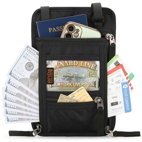 Portapassaporto Con Blocco Rfid E Portafoglio Da Viaggio Black - Foto 2