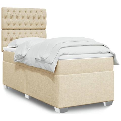 Giroletto A Molle Con Materasso Crema 90x200 Cm Intessuto - Foto 1