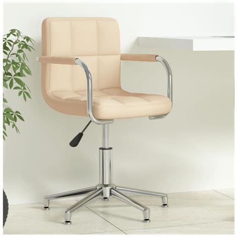 Sedia Girevole Da Ufficio Crema In Tessuto - Foto 1