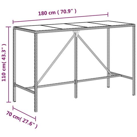 Set Bar Giardino 11pz Grigio Polyrattan e Legno Massello Acacia - Foto 8