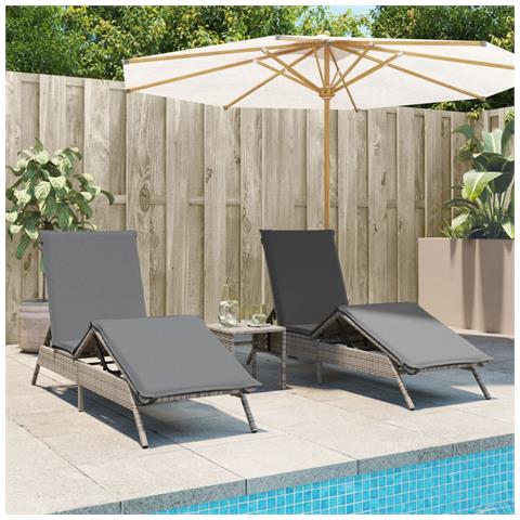 Lettini Prendisole 2 Pz Con Tavolino Grigio In Polyrattan - Foto 1