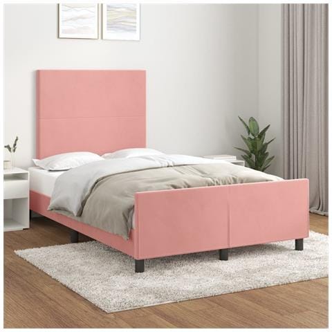 Giroletto Senza Materasso Rosa 120x190 Cm Velluto - Foto 1