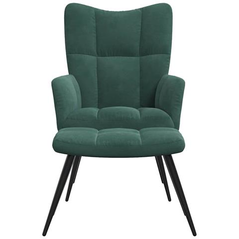 Lusso Casadino -  Poltrona Relax Con Poggiapiedi Verde Scuro In Velluto - Foto 2