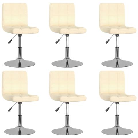 Sedie Da Pranzo Girevoli 6 Pz Crema In Tessuto - Foto 2
