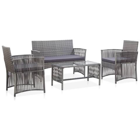 Lusso Casadino -  Set Divani Da Giardino 4 Pz Con Cuscini In Polyrattan Antracite - Foto 2