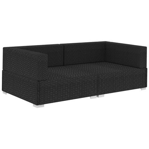 Poltrone Modulari Ad Angolo Con Cuscini 2 Pz Polyrattan Nero - Foto 2