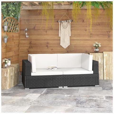 Poltrone Modulari Ad Angolo Con Cuscini 2 Pz Polyrattan Nero - Foto 7
