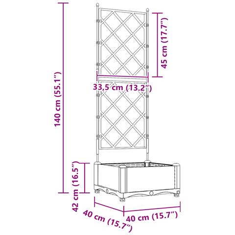 Fioriera con Traliccio Nera 40x40x125.5 cm - Foto 8