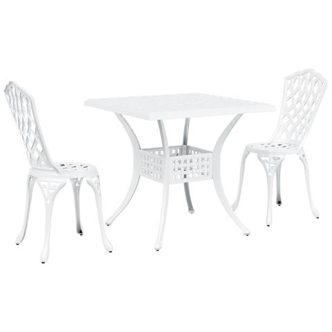 Set Bistro da Giardino 3 Pezzi in Alluminio Bianco - Foto 1