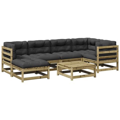 Set Divani da Giardino 7pz con Cuscini Legno Impregnato di Pino - Foto 1