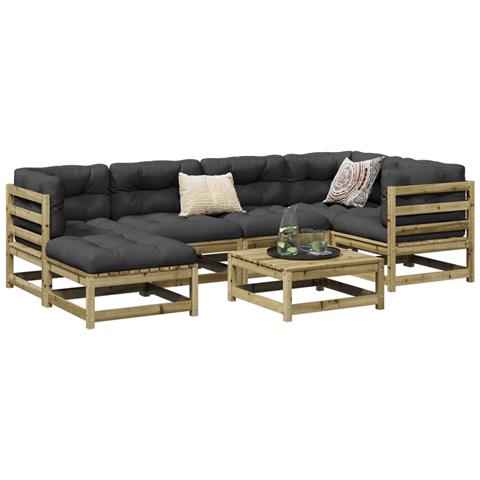 Set Divani da Giardino 7pz con Cuscini Legno Impregnato di Pino - Foto 2