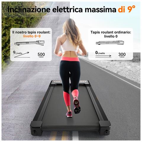 Tapis Roulant Automatico Inclinazione 9° - Velocità 1-10 Km/h E Bluetooth - Foto 8