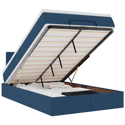 Pouf Letto con Materasso Blu 120x200 cm in Tessuto - Foto 1