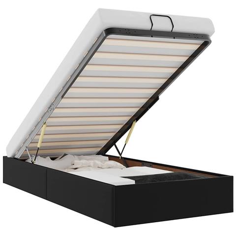 Struttura Letto Pouf senza Materasso Nero 90x200 cm Similpelle - Foto 1