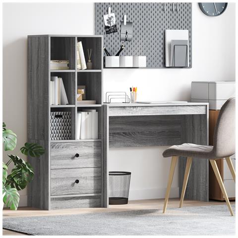 Scrivania con Storage Grigio Sonoma Legno Ingegnerizzato - Foto 2